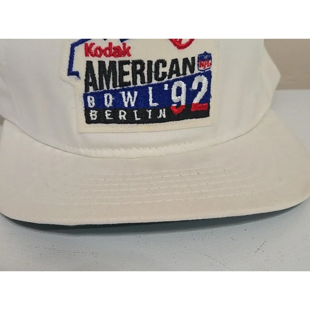 DEADSTOCK Vtg 1992 NFL Kodak American Bowl Berlin Snapback Hat‎ White MINT
